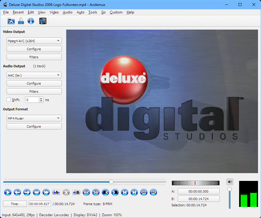 The demo of Avidemux
