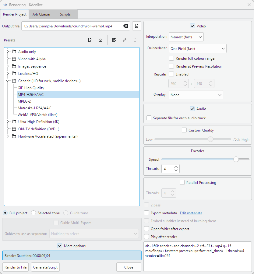 Rendering Settings Example